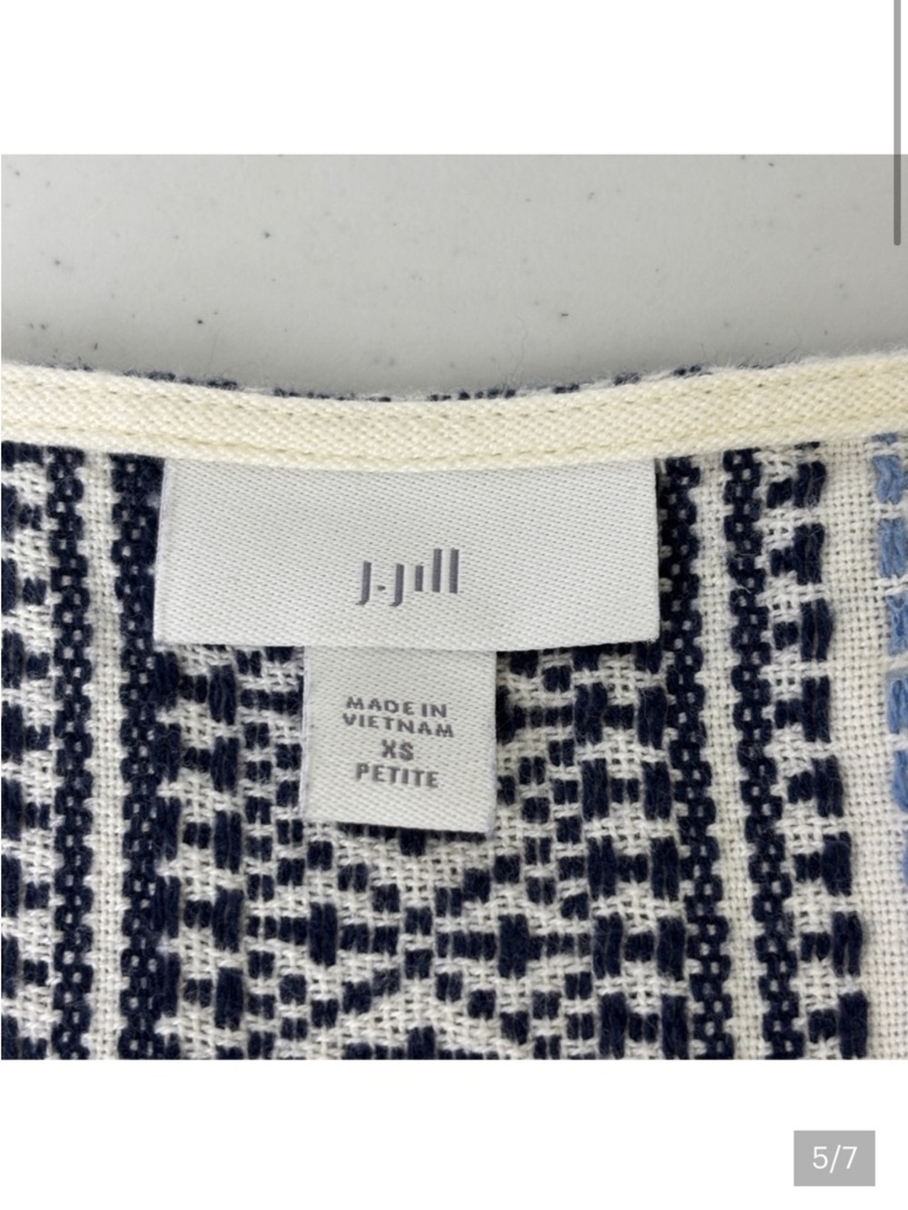 J. Jill Cream Dress with Blue & Black Vertical Stripes - Picture 6 of 8